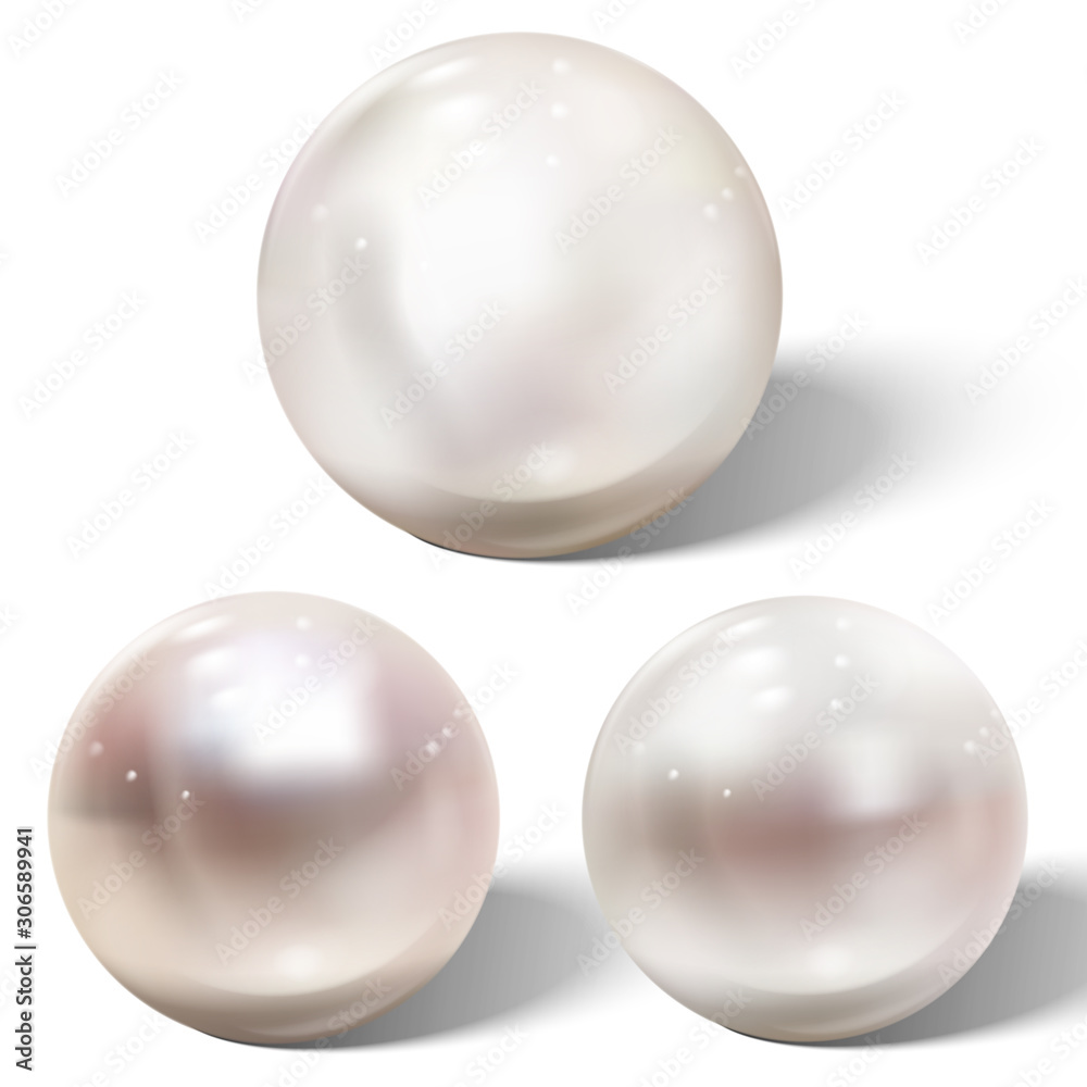 Fototapeta premium Realistic shiny natural sea pearl with light effects.