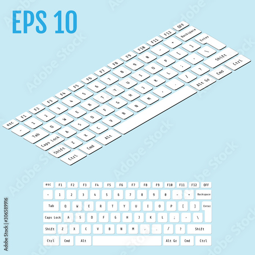 Realistic isometry of modern keyboard. Vector illustration.