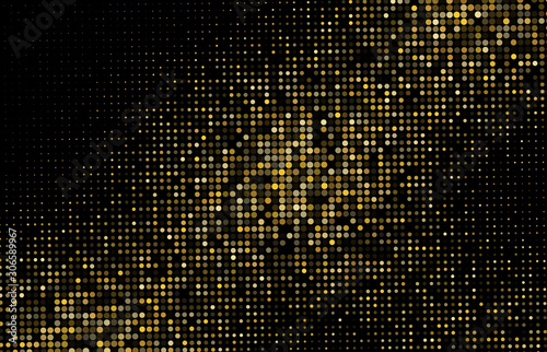 Gold Glitter Halftone Dotted Backdrop. Vector Pattern photo