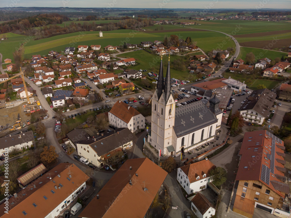 Aerial view of Bavarian town 