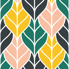 Crédence de cuisine Styles patrons Feuilles colorées contours motif répétitif  © anastasiiam