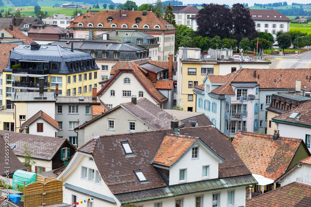 Einsiedeln town. Canton of Schwyz, Switzerland. Einsiedeln town. Canton of Schwyz, Switzerland.