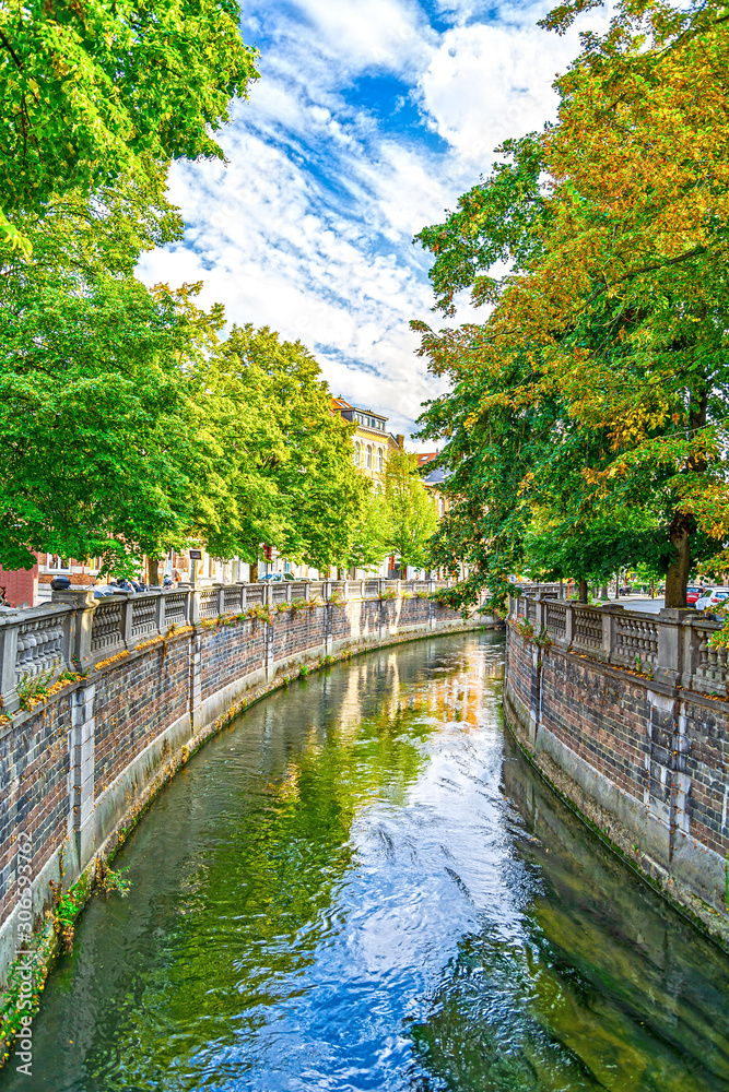 Leuven, Belgium, Dijle / Dyle river water channel Leuven, Belgium, Dijle / Dyle river water channel