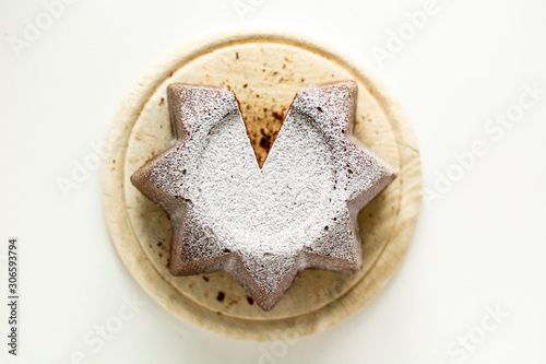 Pandoro, Italian sweet bread cacao and chocolate version photo