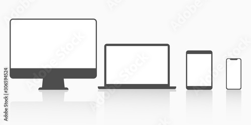 Screen mockup. Computer monitor, laptop, tablet and smartphone