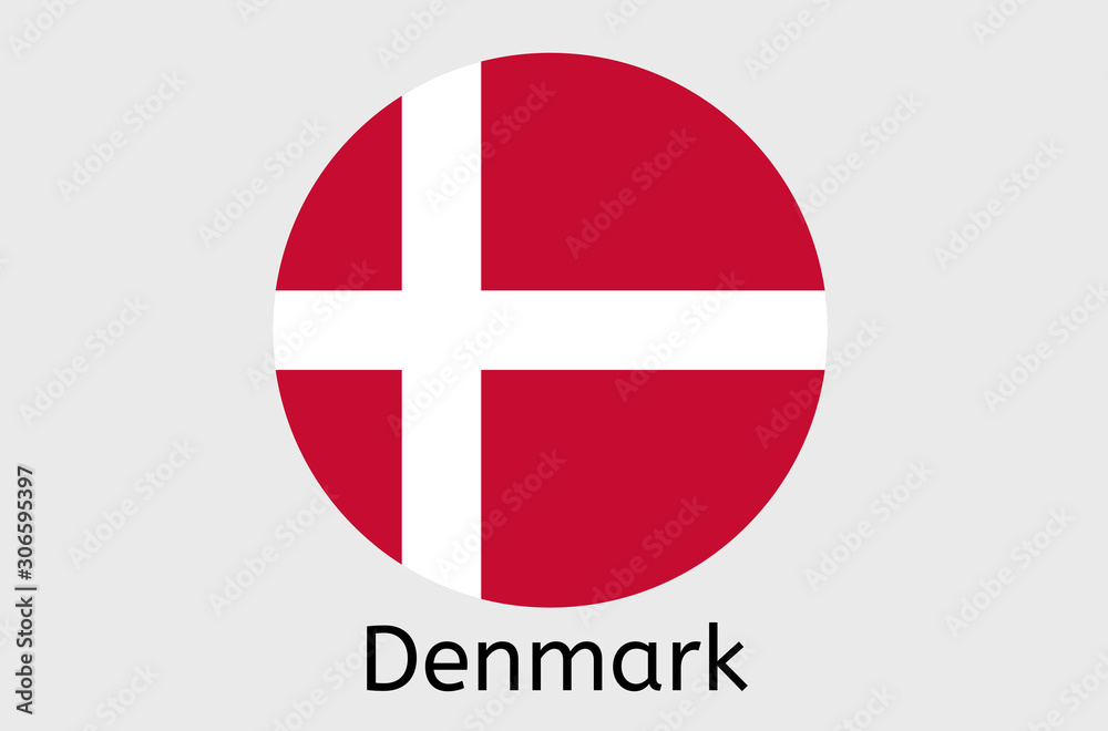 Fototapeta premium Danish flag icon, Denmark country flag vector illustration