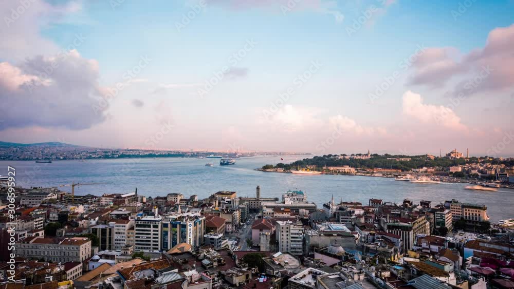 Istanbul old city and Bosporus, Turkey time lapse Istanbul old city and Bosporus, Turkey time lapse