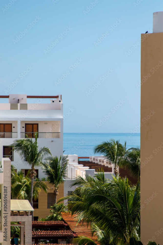 Fototapeta premium Buildings near Isle of Mujeres, Mexico