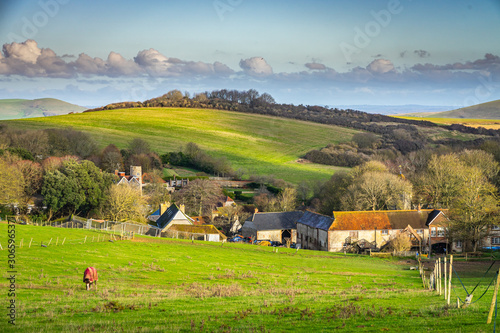 English village in a valley in the Southdowns
