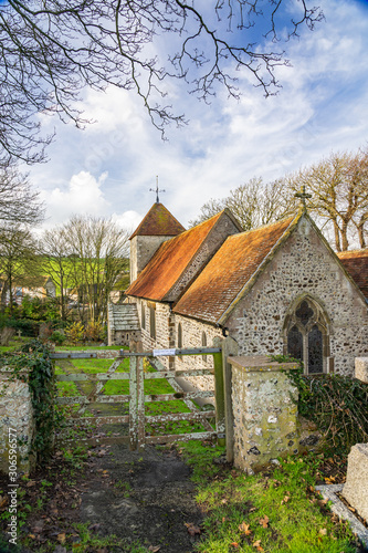 Ancient English rural church built of flint