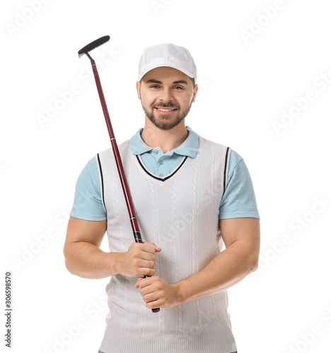 Handsome male golfer isolat...