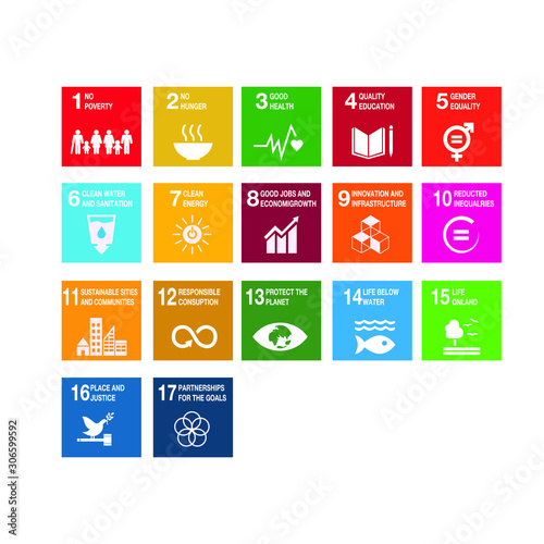 Sustainable Development Goals - the United Nations. SDG. Colorful icons.	 photo