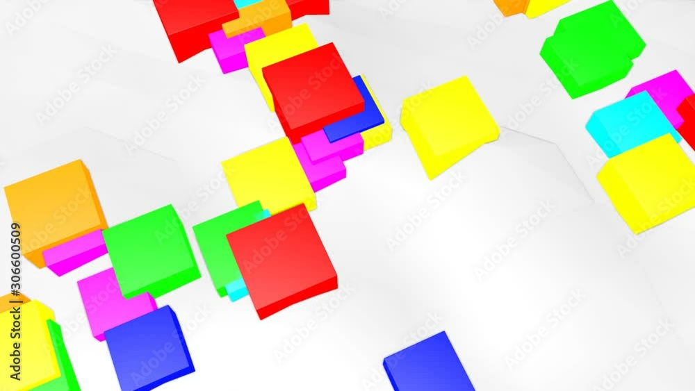 fast flashing multi-colored cubes on a white background. abstract animation. 3d render fast flashing multi-colored cubes on a white background. abstract animation. 3d render