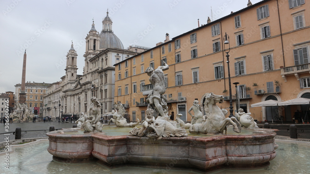 Fountain of Neptune at Piazza Navona Rome, Italy