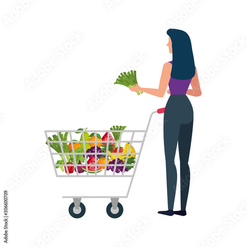 buyer woman design, shop store market shopping commerce retail buy and paying theme Vector illustration