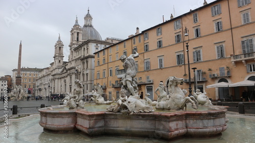 Fountain of Neptune at Piazza Navona Rome, Italy