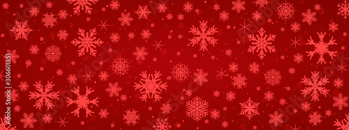 Red snowflake background with transparent snowflakes - vector for stock