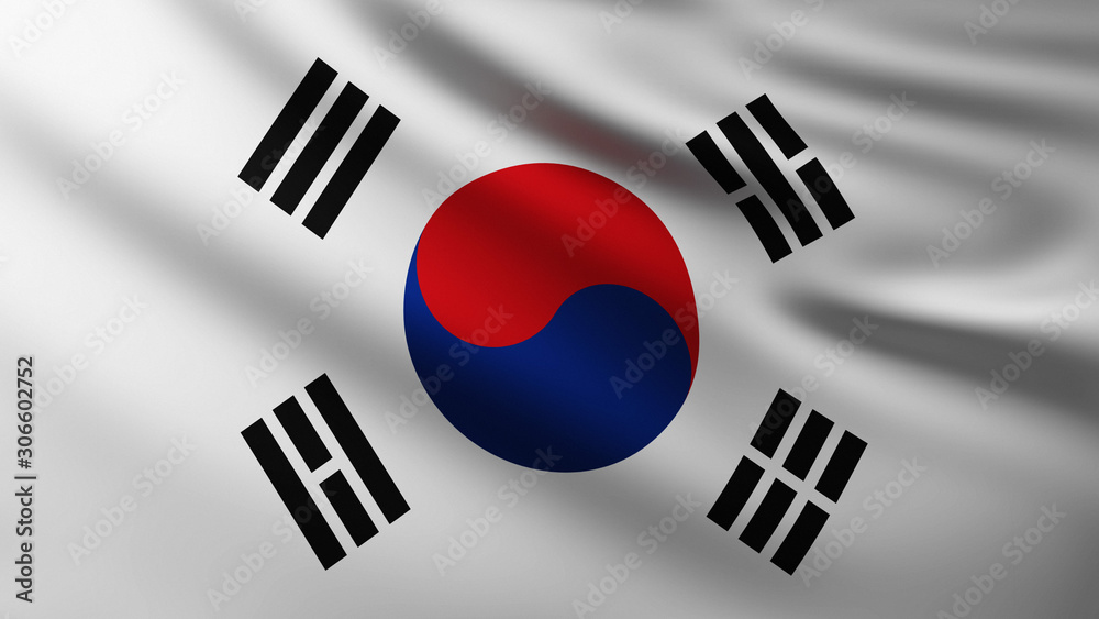 Large South Korean Flag background in the wind Large South Korean Flag background in the wind