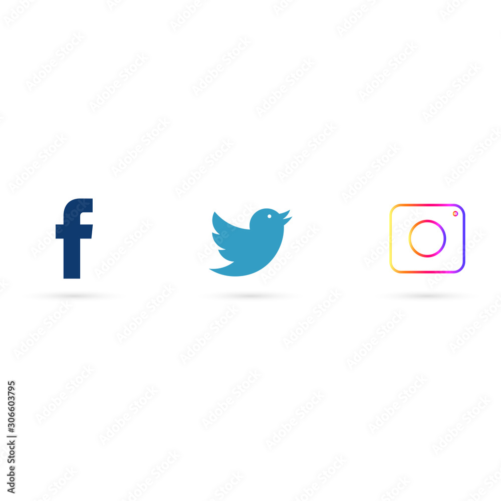 Collection of popular social media logo: Facebook, twitter, instagram ...