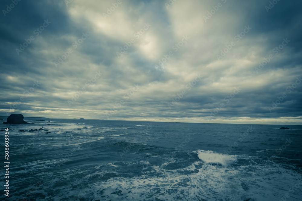 Stormy sea in Dunbar, a seaside town in Scotland, UK Stormy sea in Dunbar, a seaside town in Scotland, UK