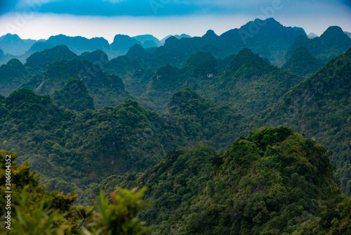 Halong Mountains Cat Ba, view from the Ngu Lam peak in the Kim Giao forest