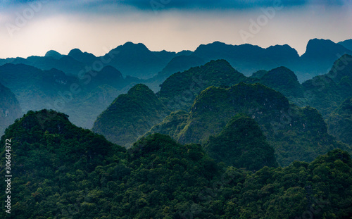 Halong Mountains Cat Ba  view from the Ngu Lam peak in the Kim Giao forest
