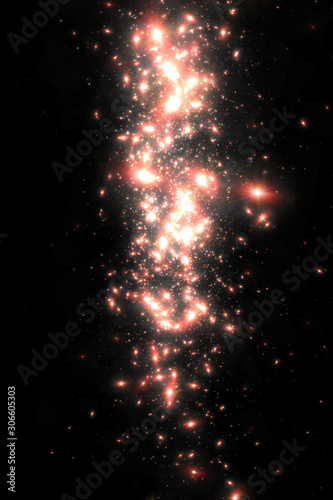 Fire ball explosion isolated on black background