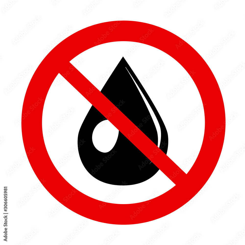 sign water drop forbidden, do not wet logo vector illustration. Tear