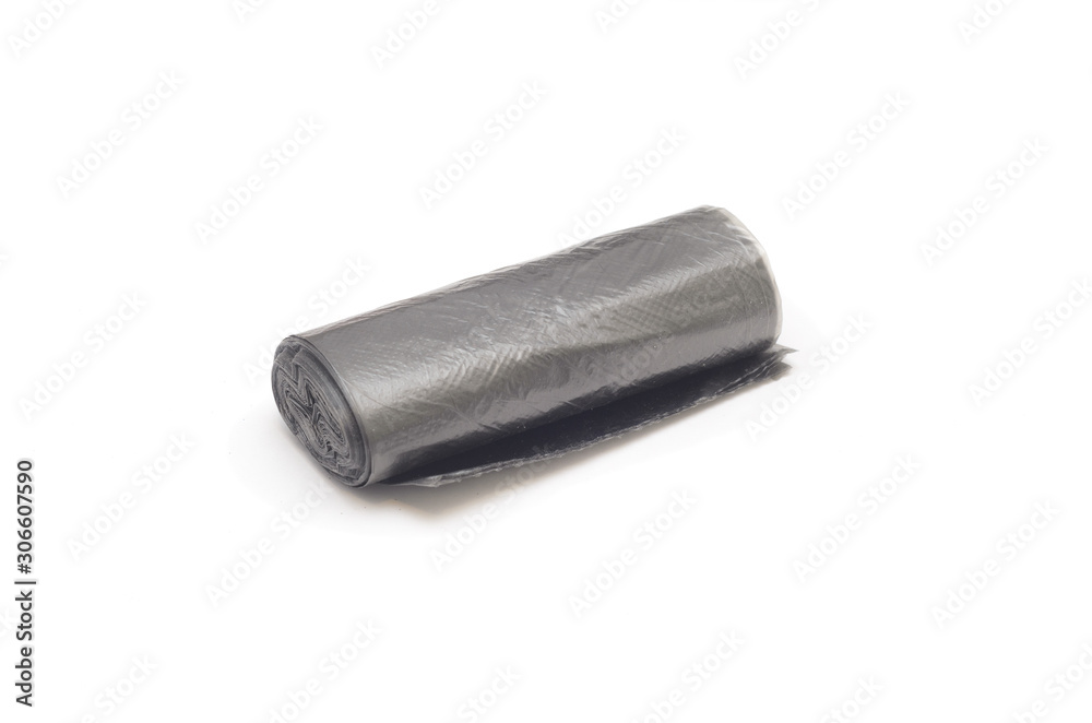 roll of plastic garbage bags isolated on white background. roll of plastic garbage bags isolated on white background.