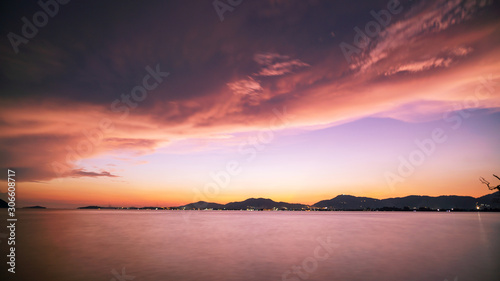 Long exposure image of Dramatic sky seascape sunset scenery view Beautiful light nature background