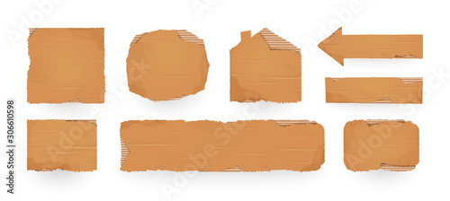 Cardboard sign. Cardboard pieces template. Isolated vector illustration