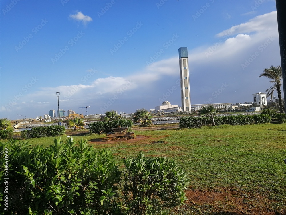 Beautiful view of the big mosque of algiers Beautiful view of the big mosque of algiers