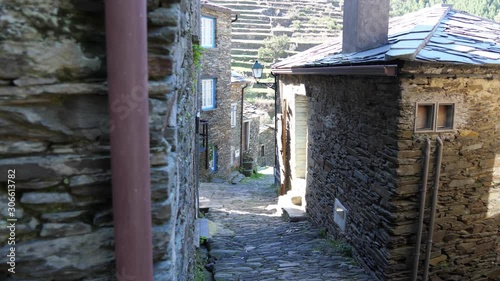 historical stone village Piodão Portugal fish eye 4k