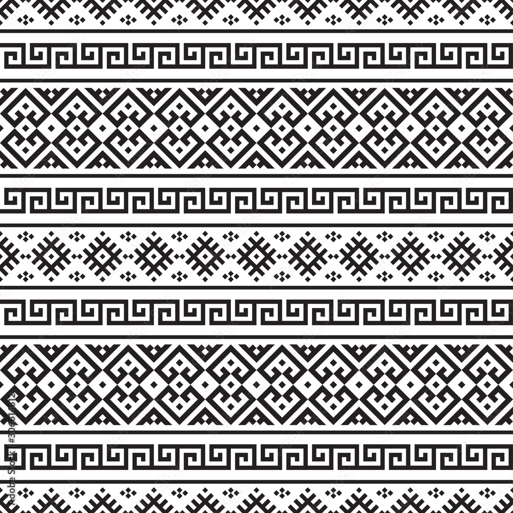 Geometric Ethnic Aztec Pattern Illustration Design in black and white color. design For Background, Frame, Border or Decoration. Ikat, geometric pattern, native Indian, Navajo, Inca