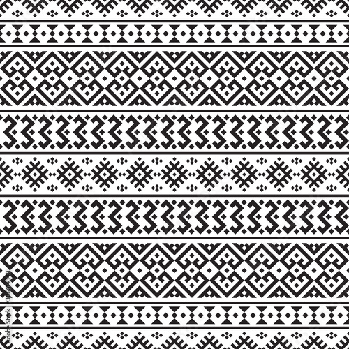 Geometric Ethnic Aztec Pattern Illustration Design in black and white color. design For Background, Frame, Border or Decoration. Ikat, geometric pattern, native Indian, Navajo, Inca