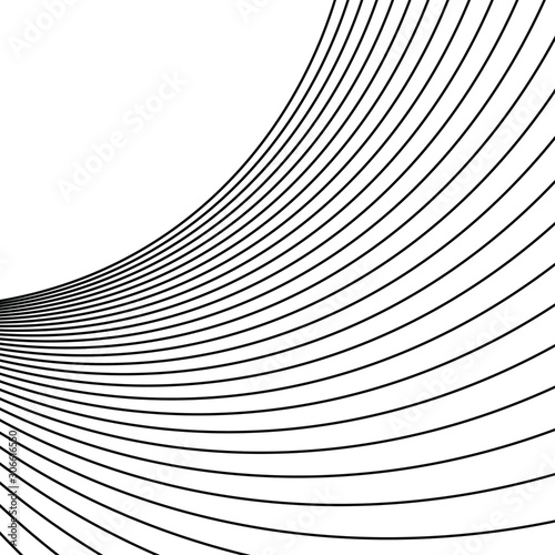 Black oblique curved lines. White background. Geometric art. Design element for web pages, prints, template and textile pattern