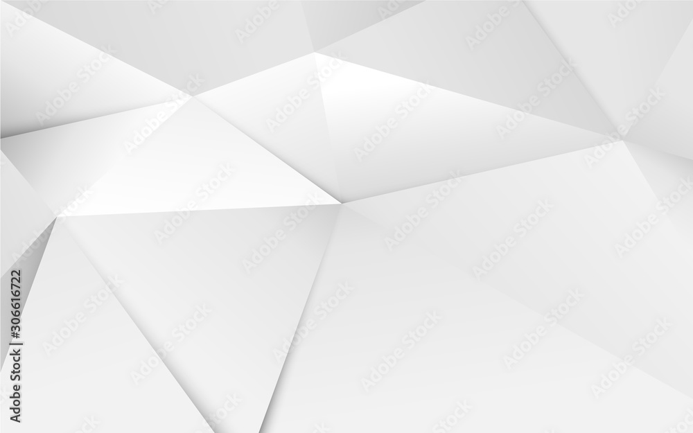 Fototapeta Streszczenie 3d geometryczne białe tło wielokąta i trójkąty