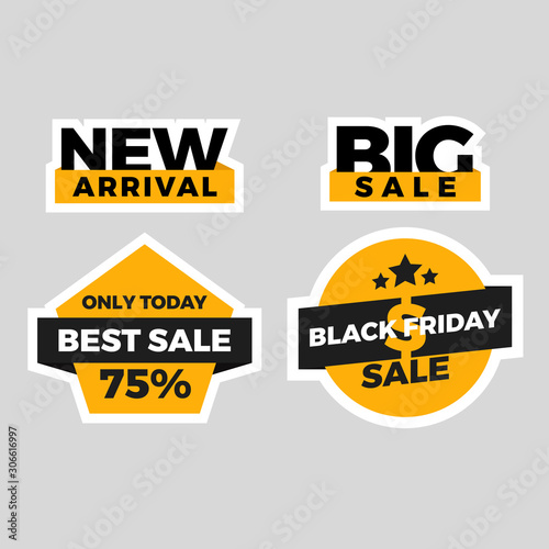 Black friday sale label sticker design. Sale design element for promotion