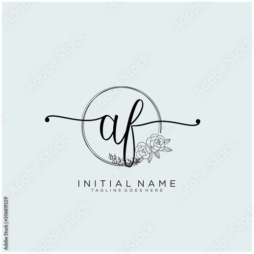 AF Letter Initial beauty monogram and elegant logo design, handwriting logo of initial signature, wedding, fashion, floral and botanical with creative template design. photo