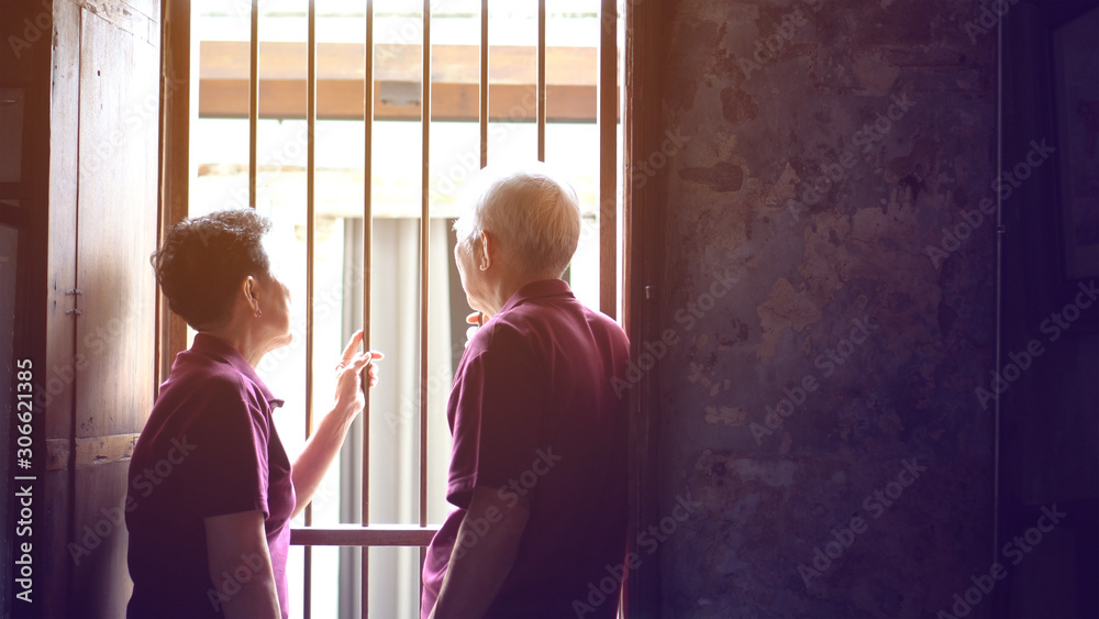 Asian old couple worry discuss serious life problem Asian old couple worry discuss serious life problem