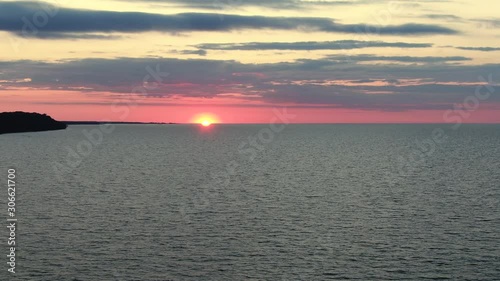 Sunset over the sea. Shot on a drone