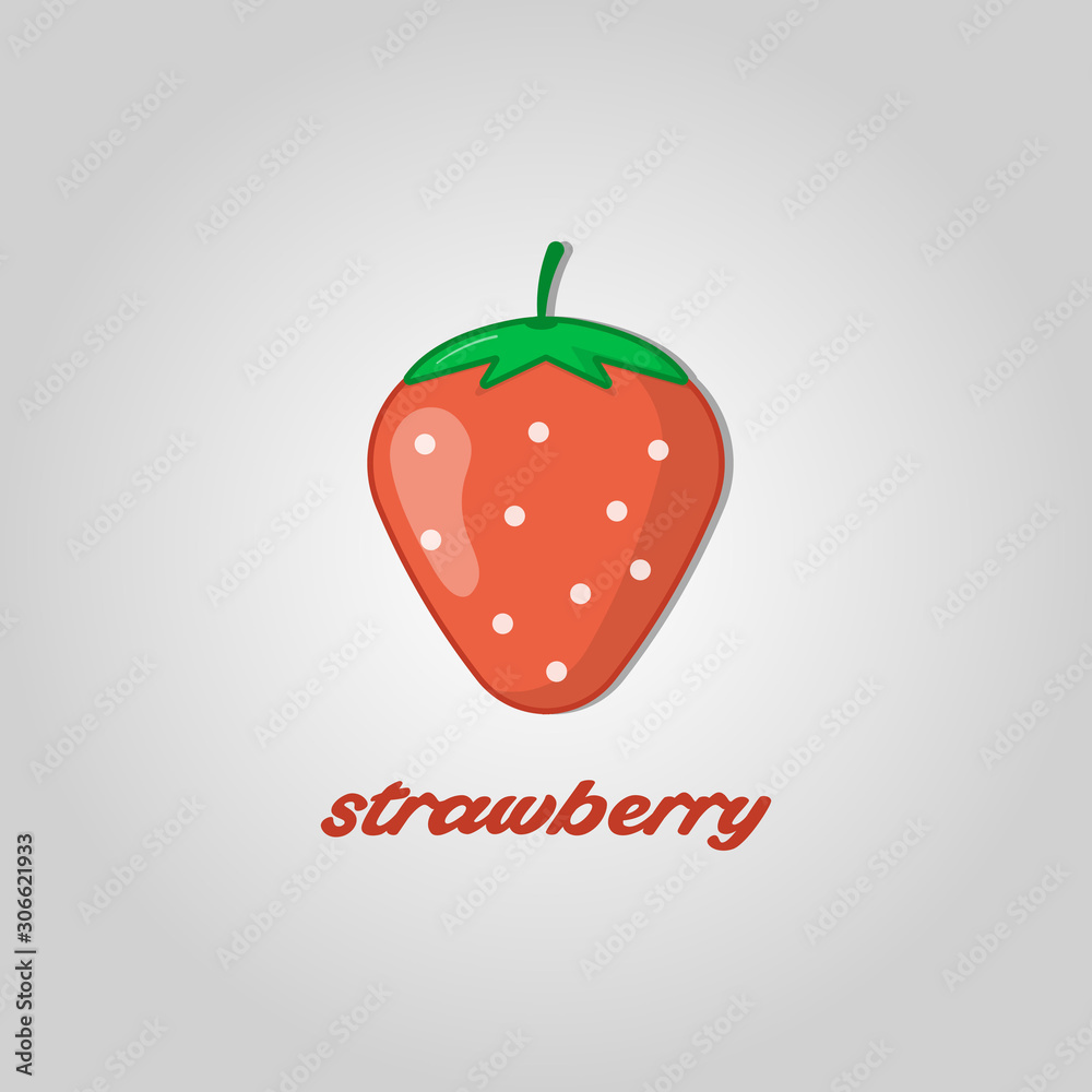Fototapeta premium Strawberry fruit logo vector template. Strawberry in flat style. Strawberry icon. Strawberry and Healthy Fruit design with modern style. Vector illustration