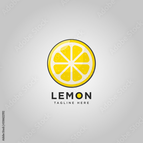 lemon or orange logo. Simple lemon icon logo. cartoon lemon label