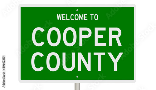 Rendering of a green 3d highway sign for Cooper County photo