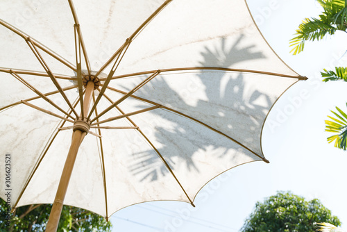 Handmade white cotton Asian garden umbrella