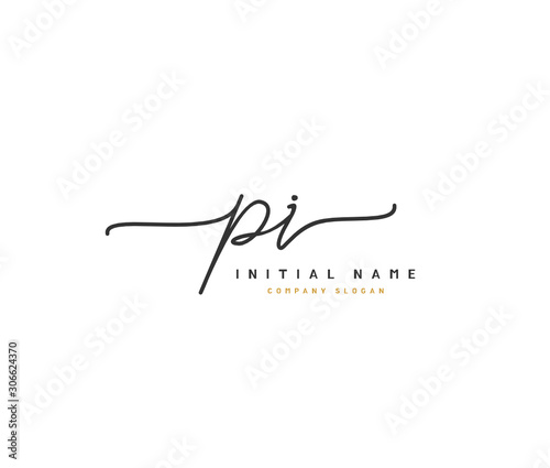 P I PI Beauty vector initial logo, handwriting logo of initial signature, wedding, fashion, jewerly, boutique, floral and botanical with creative template for any company or business.