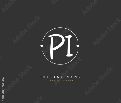 P I PI Beauty vector initial logo, handwriting logo of initial signature, wedding, fashion, jewerly, boutique, floral and botanical with creative template for any company or business.