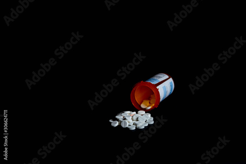 Prescription pills on table