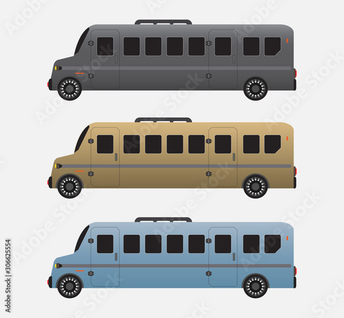 Set of Super Long Passenger limousine Van