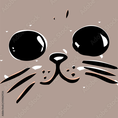 Cat muzzle in gray tones.